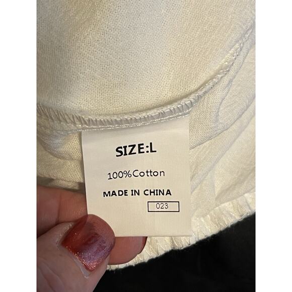 Women's Capri Pants Size Large Embroidered Side Hem 100% Cotton - Picture 9 of 10